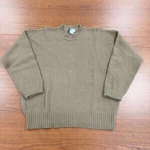 Vtg Arrow 100% Shetland Wool Sweater Medium M Military Style Jumper Olive Drab